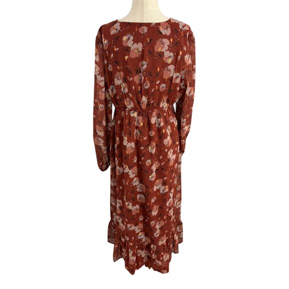 NWOT Dizzy Lizzy Long Sleeve Floral Print Ruffle hem Maxi - Picture 2 of 6